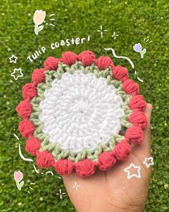 🌷 Handmade Crochet Tulip Coaster 🌷