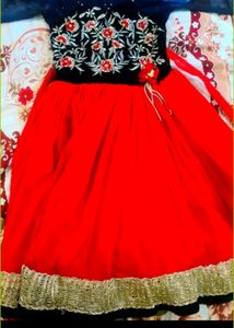 Red Frock With 3/4 Sleeves