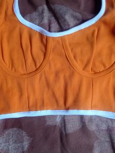 Orange Ribbed Crop Top🧡