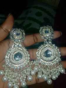 Elegant Kundan Pearl Drop Earrings