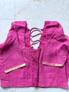 Unused Onion Pink Georgette Saree