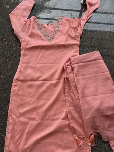 Elegant Peach Kurta Set Large zize