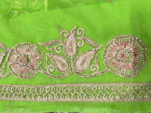 vintage white samla Green Embroidered Saree