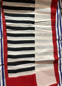 Striped Saree With White, Red And Black Colour