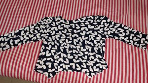 Navy Blue &amp; White Printed Jacket