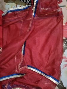 Red Colored Net Lehenga Set For Women