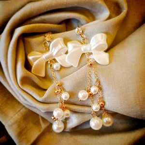 Bow Pearl Drop Earrings