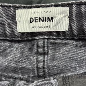 Washed Black Denim Mini Skirt