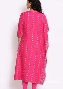 Elegant Pink Printed Kaftan Kurta