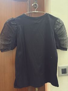 Girls Black Graphic Tee