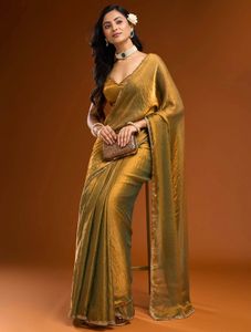 Elegant Gold Shimmer Saree