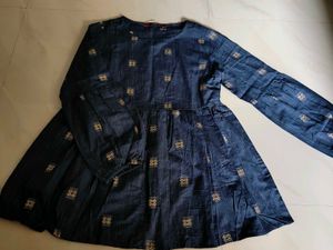 Blue Printed Short Kurti