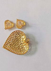 Gold Plated Heart Pendant With Ear Tops