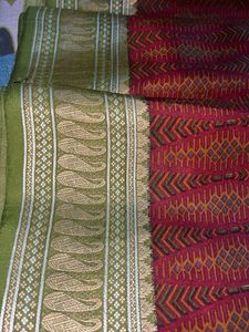 Maroon Saree with Green Border