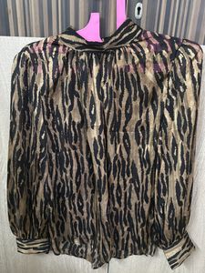 Price Drop! Animal Print High Neck Blouse