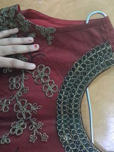 Burgundy Embellished Party Dress