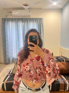 Pink Floral Crop Top