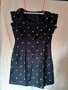 Indya black colour strikeshot kurta with mirror wo