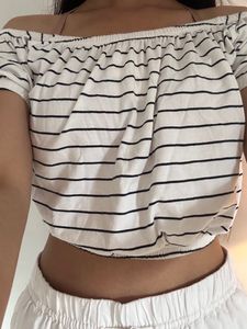 Striped Cotton Crop Top 🌸✨