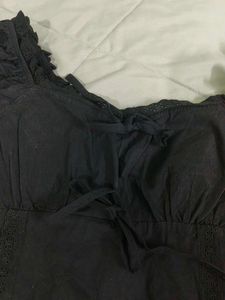 Black Off-Shoulder Crop Top puffy sleeves