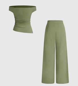 Off-Shoulder With Straight Leg Trousers