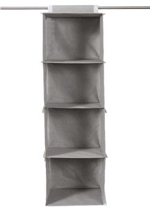 4 Shelf Closet/Wardrobe Hanging Organizr Rack Grey