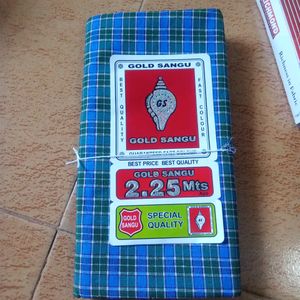 Gold Sangu Cotton Lungi - Blue & Green Check