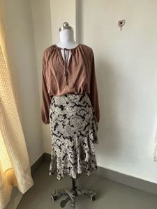 Boho Top & Paisley Ruffle Skirt Set