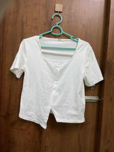 Cute White Button-Up Top
