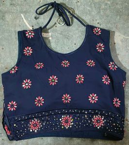 Blue crop top and skirt with dupatta