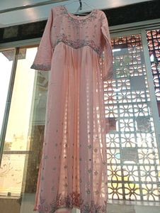 💞Peach Colour Ambrella Plazo Long Kurti With Dupa