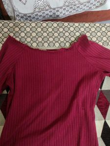 Burgundy Ribbed Long Sleeve Top