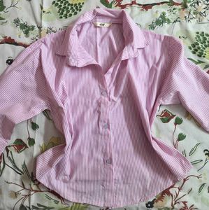 NEW Cropped Pink Striped Shirt