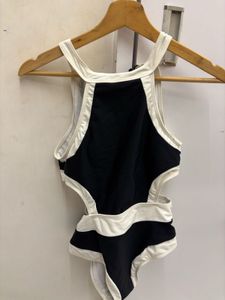 Black & White Cutout Swimming Suit