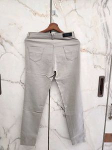 grey cotton mid waist trouser