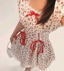 Floral Mini Dress with Bows