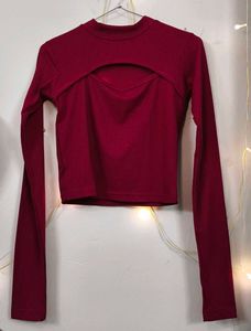 Burgundy Cutout Long Sleeve Top