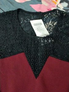 Burgundy &amp; Black Lace Top