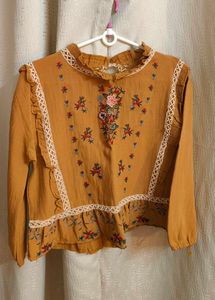 Embroidered Peasant Top