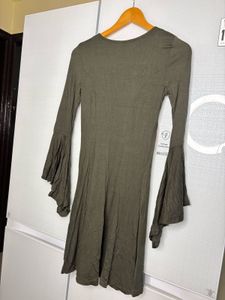 Olive Green Bell Sleeve Dress