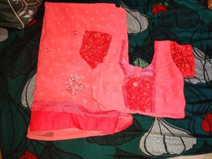 Brand New Chiffon Saree With Designed Blouse