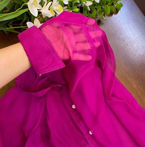 Pink Sheer Button-Down Shirt