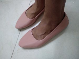 Pale Pink Pointed Flats - Size 7