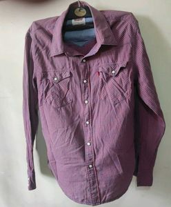 Levi's Red & Blue Plaid Western Snap Shirt