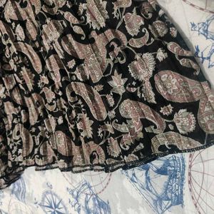 Cute Paisley Print Wide Leg Black Pants