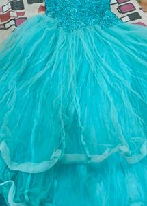 Womens Turtle Green  Colour Party Wear Flared Gown