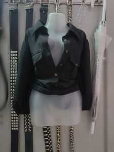Buttoned Black Crop Jacket Top