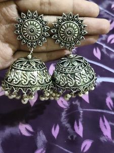 Oxidized Jhumka Earrings