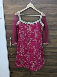 Sequence Work Red Sharara Suit