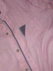 Pink Tshirt With Grey Lones On The Buttons &amp;Handsn